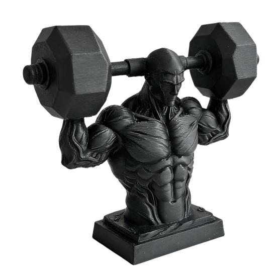 Figurka svalovce 3D tisk, matná černá, realistický model svalové postavy pro vzpírání se stabilní základnou, dekorace do posilovny pro muže, dárek pro fitness