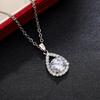 Teardrop Halo Pendant Necklace Brilliant Round Center Stone Elegant Sparkling Jewelry for Women