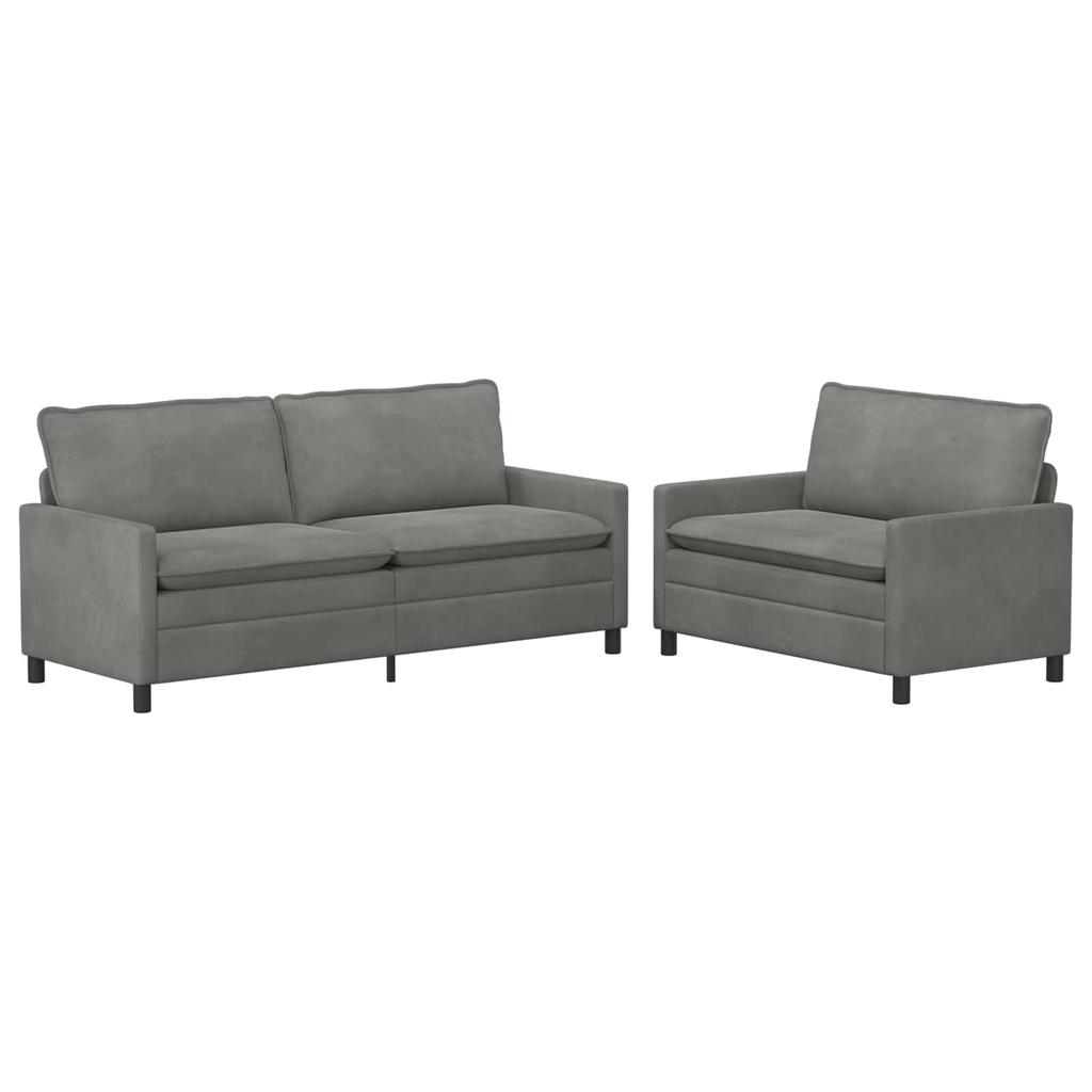 Sofa Set 2 pcs Dark Grey Velvet