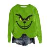 Women's Fashion Round Neck Pullover Top Long Sleeve Tee Christmas Printed Sweatshirt