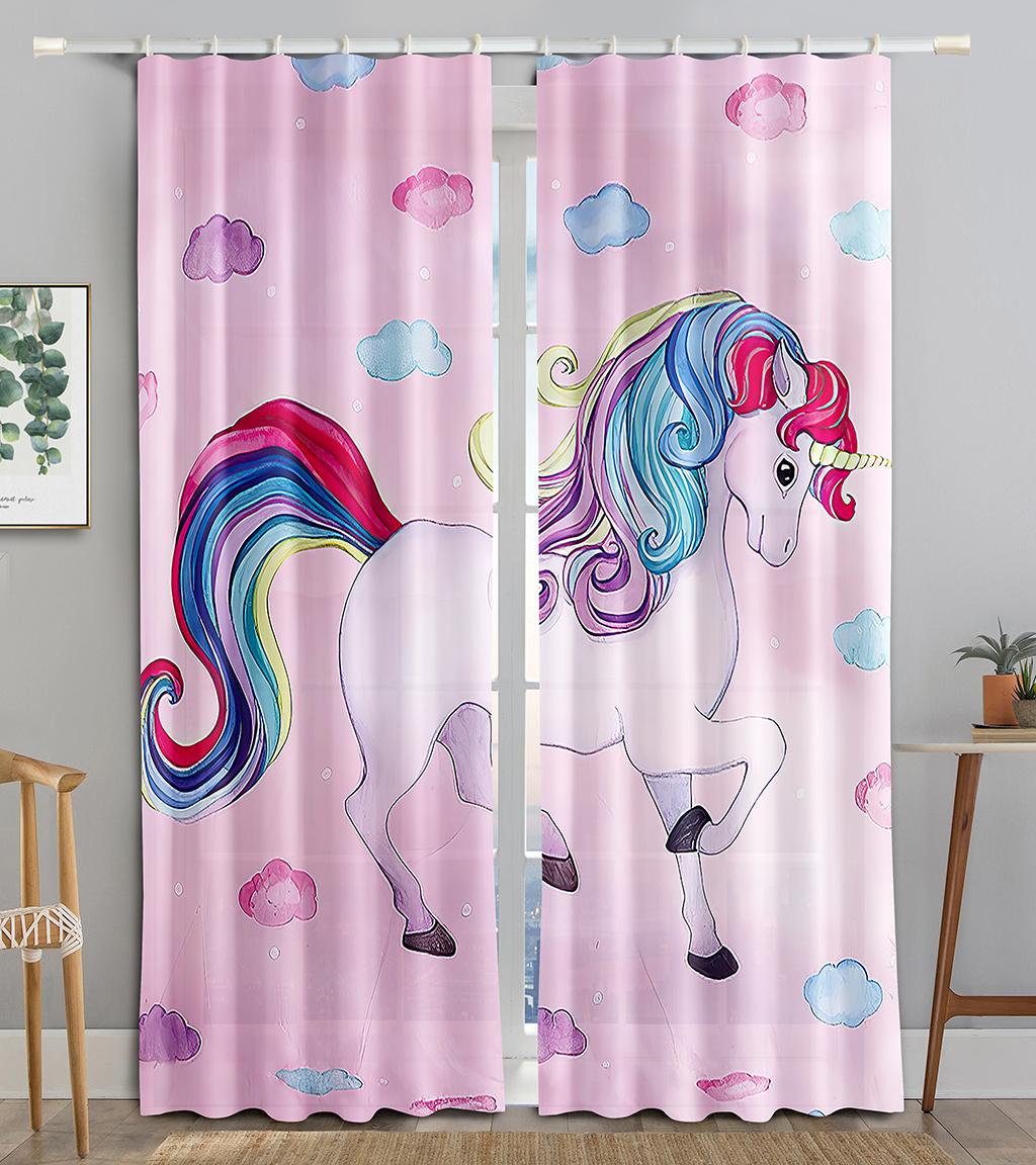 

Радужный фон Sweet Dream Unicorn Шторы для гостиной, столовой, спальни, скандинавский минималистский современный декоративный занавес 2x50W130H(CM)40x51in&Grommet Top