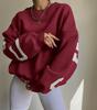 Damskie Y2K Grunge luźne swetry bluzy list drukuj Casual pogrubione topy z długim rękawem jesienna bluza z kapturem Streetwear