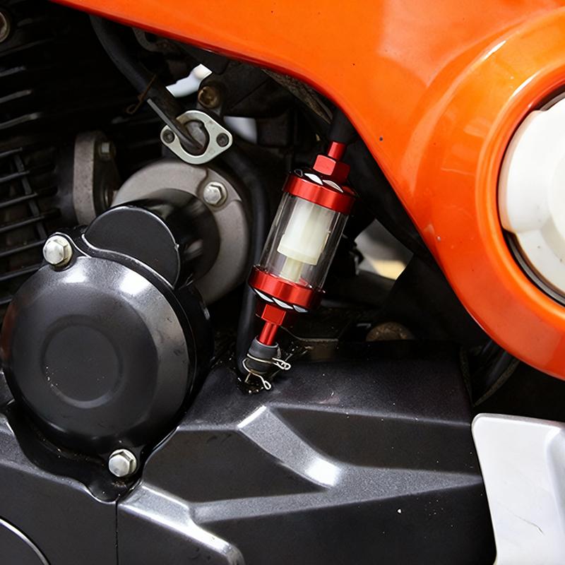 SEAMETAL Universal 8mm Gas Fuel Filter CNC Aluminum Alloy Glass Gas Fuel Gas Oil Filters for Motorcycle Dirt Pit Bike ATV Quad