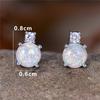 White Fire Opal Cute Blue Crystal Round Stone Earrings For Women Trendy Silver Color Wedding  Accessory