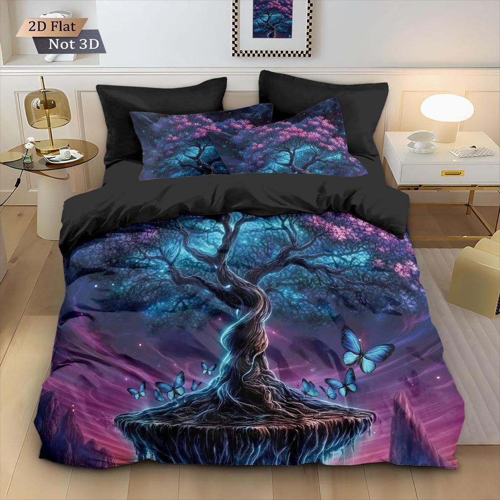 Customizable Tree of Life 3D Flannel Duvet Cover Set - 3-Piece Home Textile