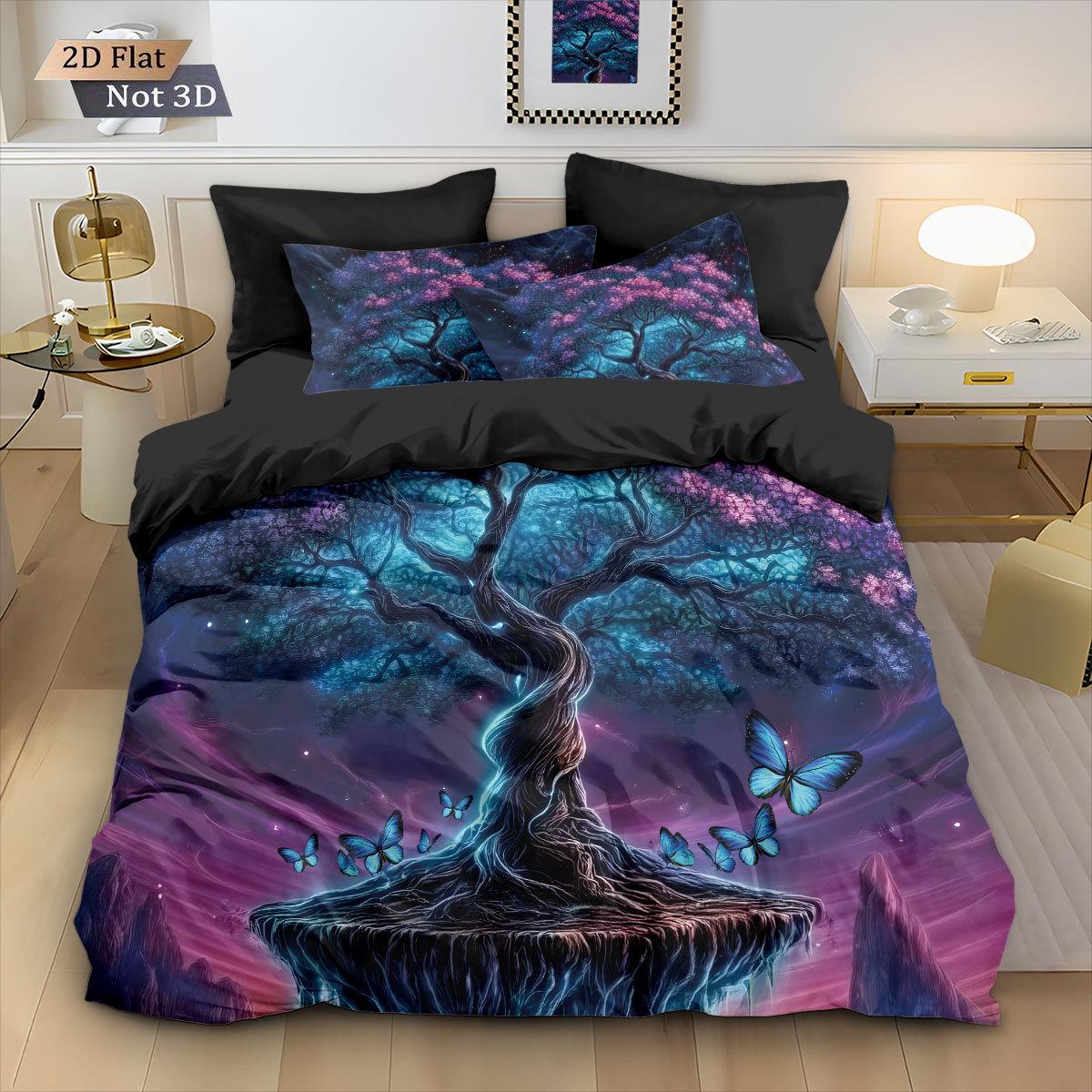 

Customizable Tree of Life 3D Flannel Duvet Cover Set - 3-Piece Home Textile 135x200 cm