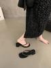 Fashion Slippers Women Summer Shoes Square Heel Rubber Flip Flops Heeled Mules Slides Block Hawaiian High Retro Scandals Square Heel Sho