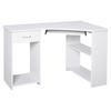 L-Shaped Corner Computer Desk w/ 2 Shelves Wide Worktop Keyboard Tray Drawer & CPU Stand Home Office Study Bedroom Furniture White