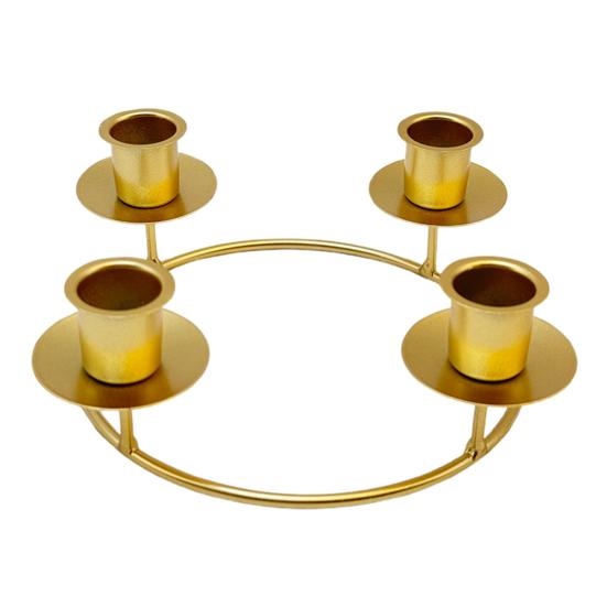 Yousheng Advent Wreath Candle Holder Christmas Candle Ring Stand for 4/5 Taper Candles Gold Metal Advent Wreath Ring for Christmas Holiday Home Party
