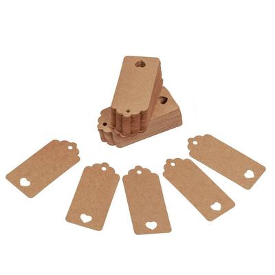 100 etichette regalo in carta a forma di cuore cavo, vintage, con cordino di iuta, per bomboniere