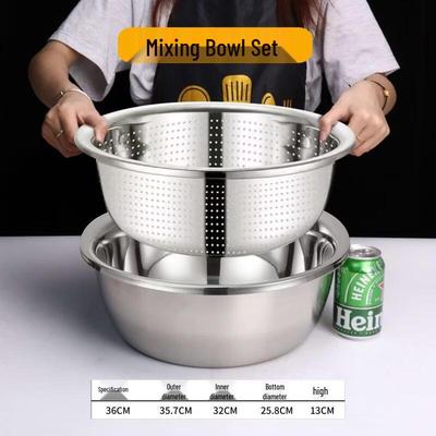 Stainless Steel Round Basin and Colander Set
