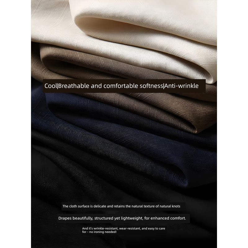 Anti-Wrinkle Lyocell Tencel Drape Linen Pants Men's Summer Thin Straight Pants Foreign Trade Men's Casual Trousers