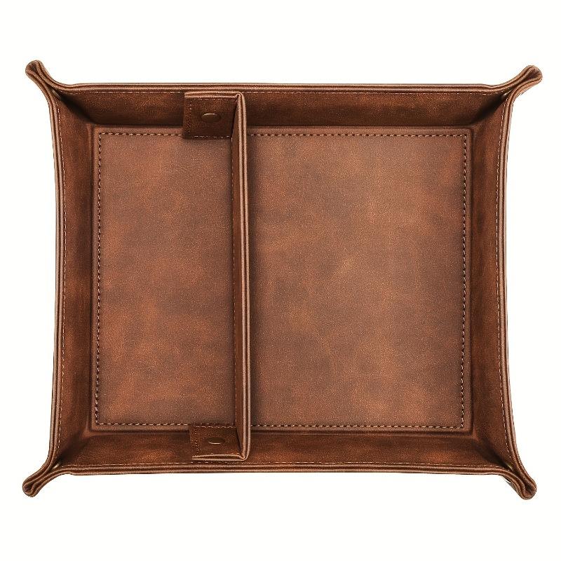 

1pcs Retro Style PU Leather Waterproof & Scratch-Resistant Desktop Organizer Tray, Vintage Storage Box for Home/Office коричневий