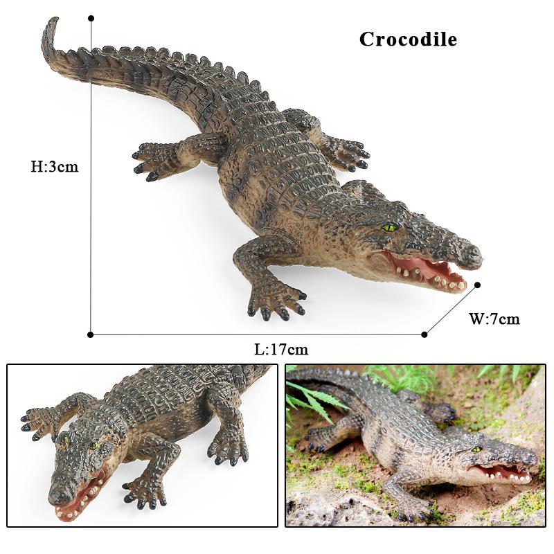 Oenux African Wild Animals Lion Tiger Yak Antelope Crocodile Zebra Black Panther Model Figurines Home Decoration Toy Kids Gift
