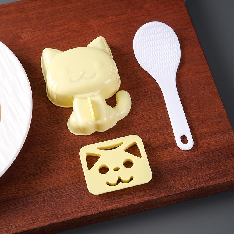

Форма для рисовых шариков Кошка и Животные - Инструмент для выпечки DIY для родителей и детей, для топпинга к рису и карри светло-желтого