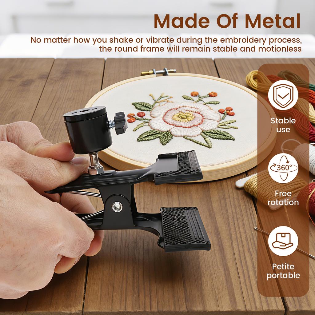 Metal Embroidery Hoop Stand Holder Hands Free Adjustable Embroidery Hoop  Holder Table Clip for DIY Cross Stitch Crafters