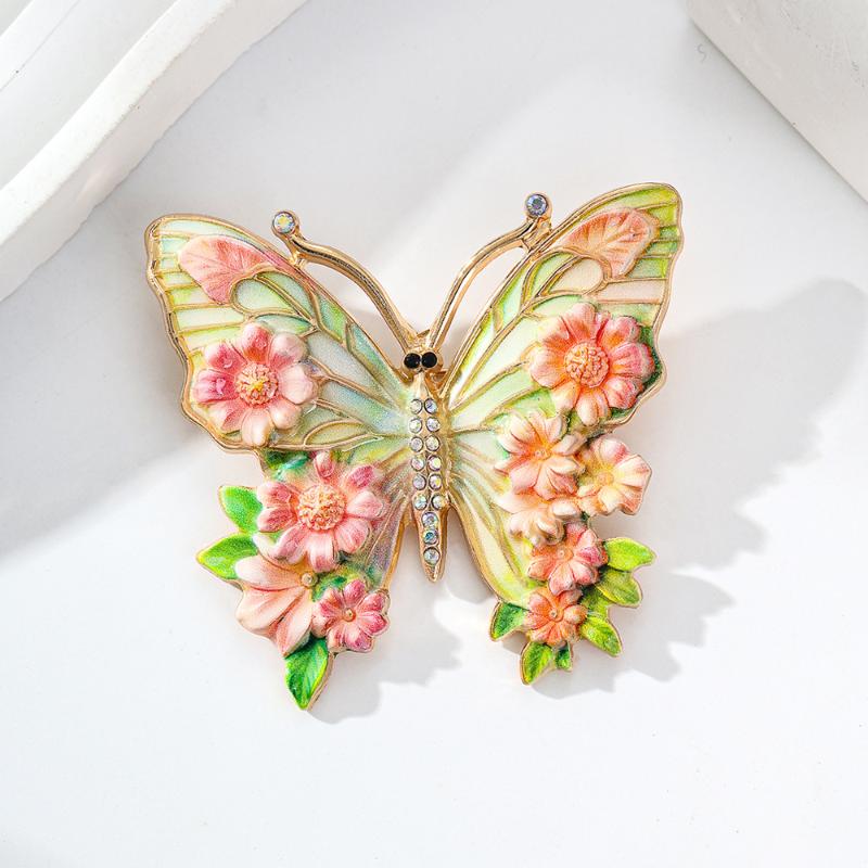 Vintage Big Flower Butterfly Brooches 5-Color Beautiful Insects Brooch For Women Fashion Colorful Animal Pins Jewelry Gifts