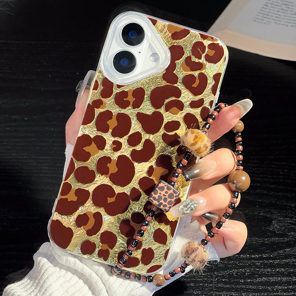 Bracelet Chain Painted Phone Case For iPhone 16 11 12 13 14 for 12 14 16 Pro 14 16 Pro Max Cute Pattern Hard Cover With Lanyard