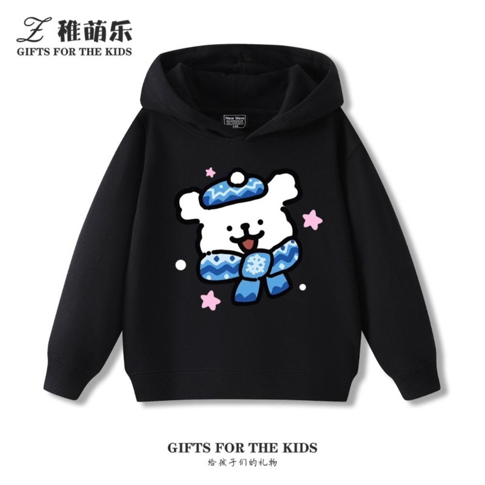 

Супер милый принт щенка Мода для мальчиков и девочек Теплое худи Детская осенне-зимняя повседневная универсальная флисовая толстовка 100