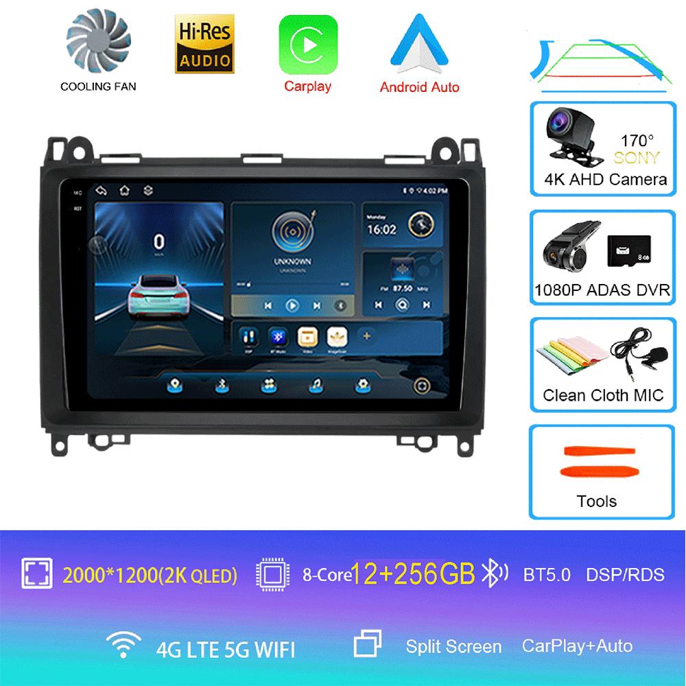 Android 14 Video Player 9'' For Mercedes Benz B200 Sprinter W906 W639 AB Class W169 W245 Viano Vito Car Radio Multimedia GPS DVD