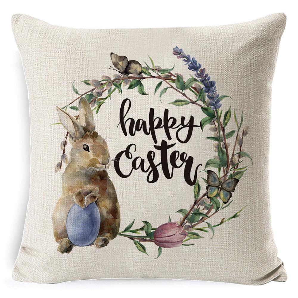 New Digital Printing Easter Theme Pillow Cover Cushion Cover Cute Bunny Truck Animal Pillow Cover
