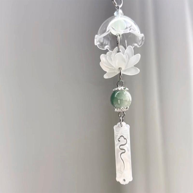 Transparent Keychain Cute Wind Chime Pendant Keyring Mobile Phone Lanyard Kawaii Bag Decorative Accessories Home Decorations