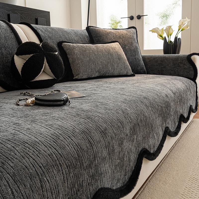

2025 Universal French Style Heavy-Duty Chenille Sofa Cushion - Non-Slip, Wear-Resistant, Four Seasons. 70*70 cm темно-серого