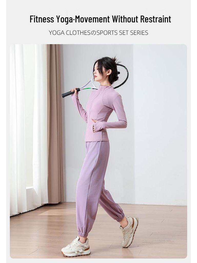 Women's Quick-Dry Yoga & Running Set: Sunscreen Jacket & Casual Pants