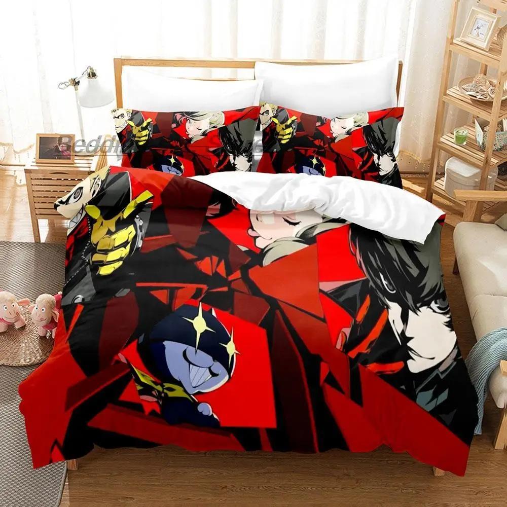 Persona 5 Bedding Set Single Twin Full Queen King Size Bed Set Aldult Kid Bedroom Duvetcover Sets 3D Print Anime bed sheet set
