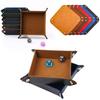 Bandeja de almacenamiento para dados hexagonales plegables y enrollables, soporte, doble cara, cuero PU grueso y terciopelo, alfombrilla para dados, material de oficina