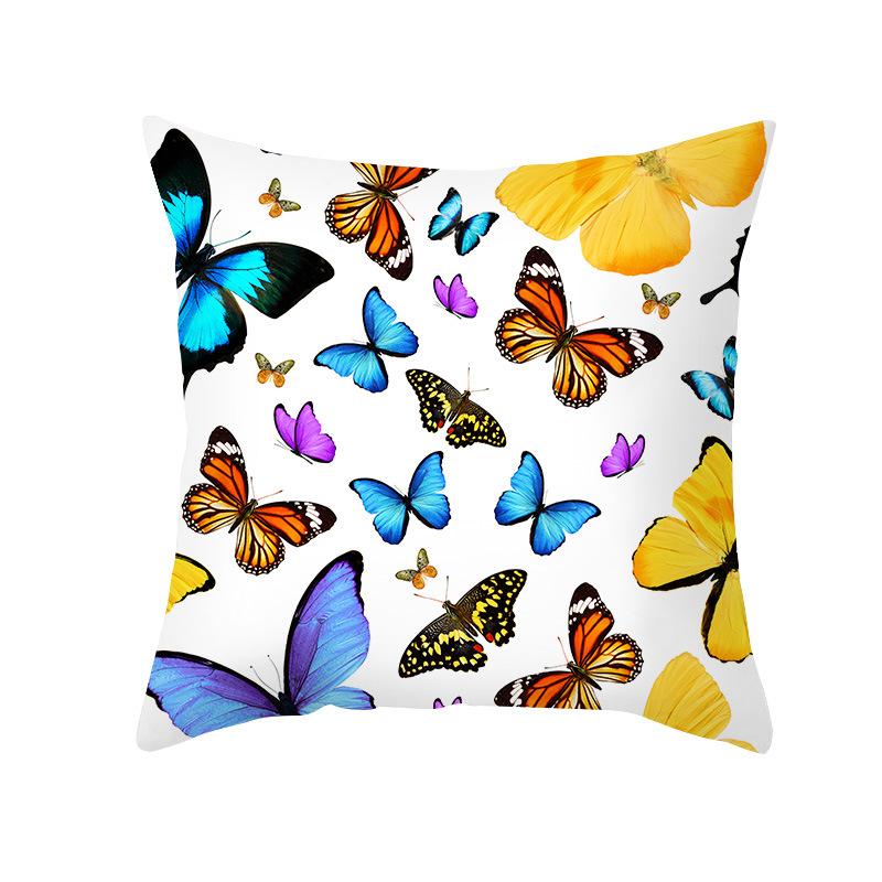 Colorful Butterfly Series Sofa Pillow Cover Nordic Peach Skin Print Office Cushion Pillow Cover Home