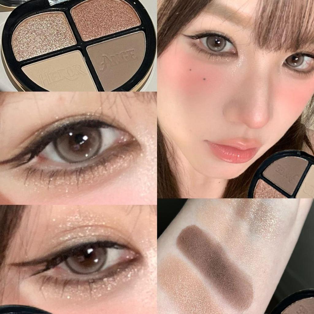HERORANGE Four-Color Eyeshadow Palette: Smooth Matte, Pearlescent Shimmer, Highlight & Contour Shades