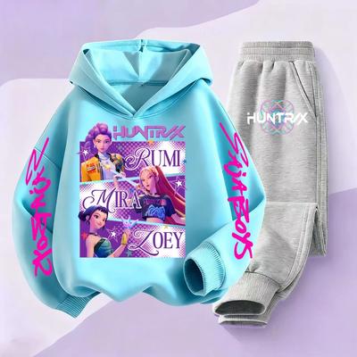 Set Felpe con Cappuccio per Bambini Kpop Demon Hunters Saja Ragazzi Pullover Ragazze Ragazzi Felpe Anime Tuta Autunnale Casual Abbigliamento per Bambini