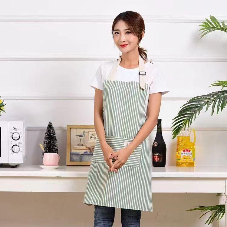 Linen Striped Cotton Apron Household Tasks Breathable Kitchens Apron Dining