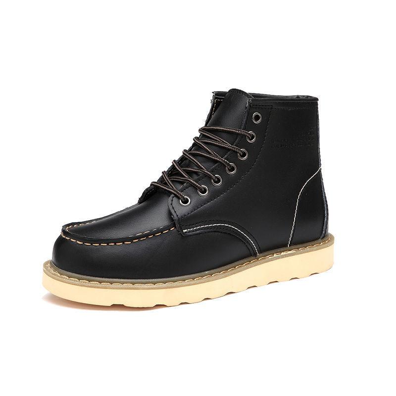 Men's Boots Men's Shoes Square Toe Wine Red Plush and Thick Leather Boots Work Clothes Shoes  Platform Boots Sneakers Boots Men