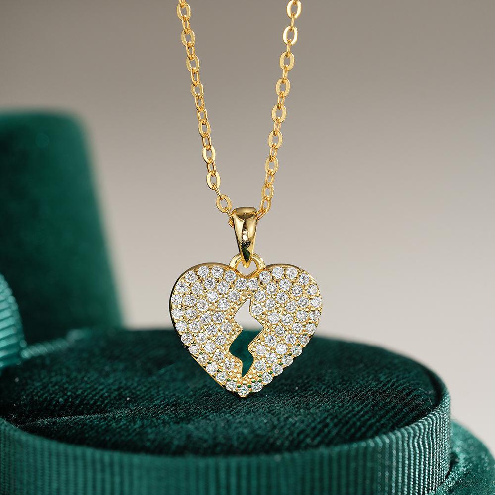 

Женская подвеска в виде сердца с молнией и бриллиантами, ожерелье с муассанитом, подходящее для повседневной носки Dourado