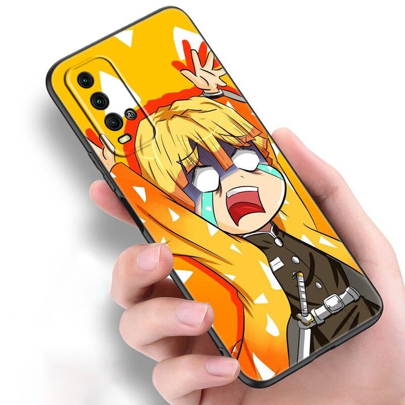 Anime Demon Slayer Zenitsu Silicone Phone Case For Xiaomi Redmi Note 11 10 9 8 Pro 11T 10T 10S 9S 8T 9 9A 9C 9T Black Soft Cover