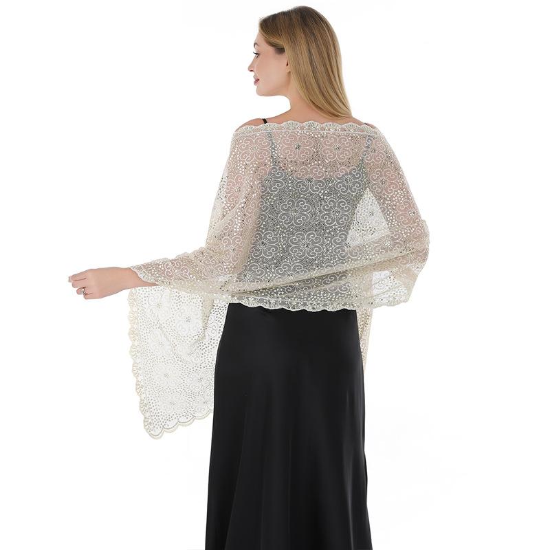 Temperament Elegant Plum Blossom Sequins Embroidered Shawl Bridal Cheongsam Evening Dress Banquet Shawl