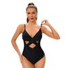 Damski jednoczęściowy strój kąpielowy Nylonowy Jednolity Kolor Wycięcie Body Kostium Kąpielowy
