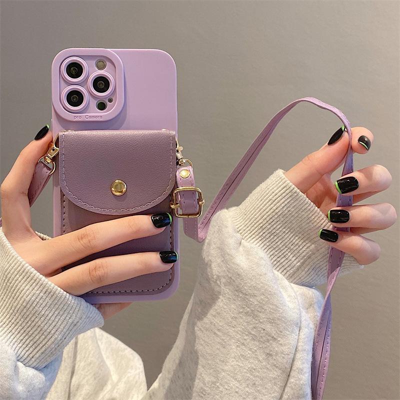 "Anti-Fall Crossbody Lanyard Case with Card Holder for iPhone 13 Pro Max and iPhone 12"