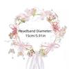 Korean Style Flower Crown Hairband Tiara Butterfly Wreath Headband Pearl Hair Hoop Garland Wristband Hair Styling Accessory