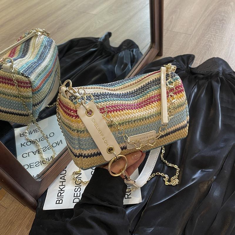 

Нишевая плетеная соломенная сумка женская весенне-летняя новая модная сумка через плечо, сумка-мессенджер, повседневная сумка-подушка