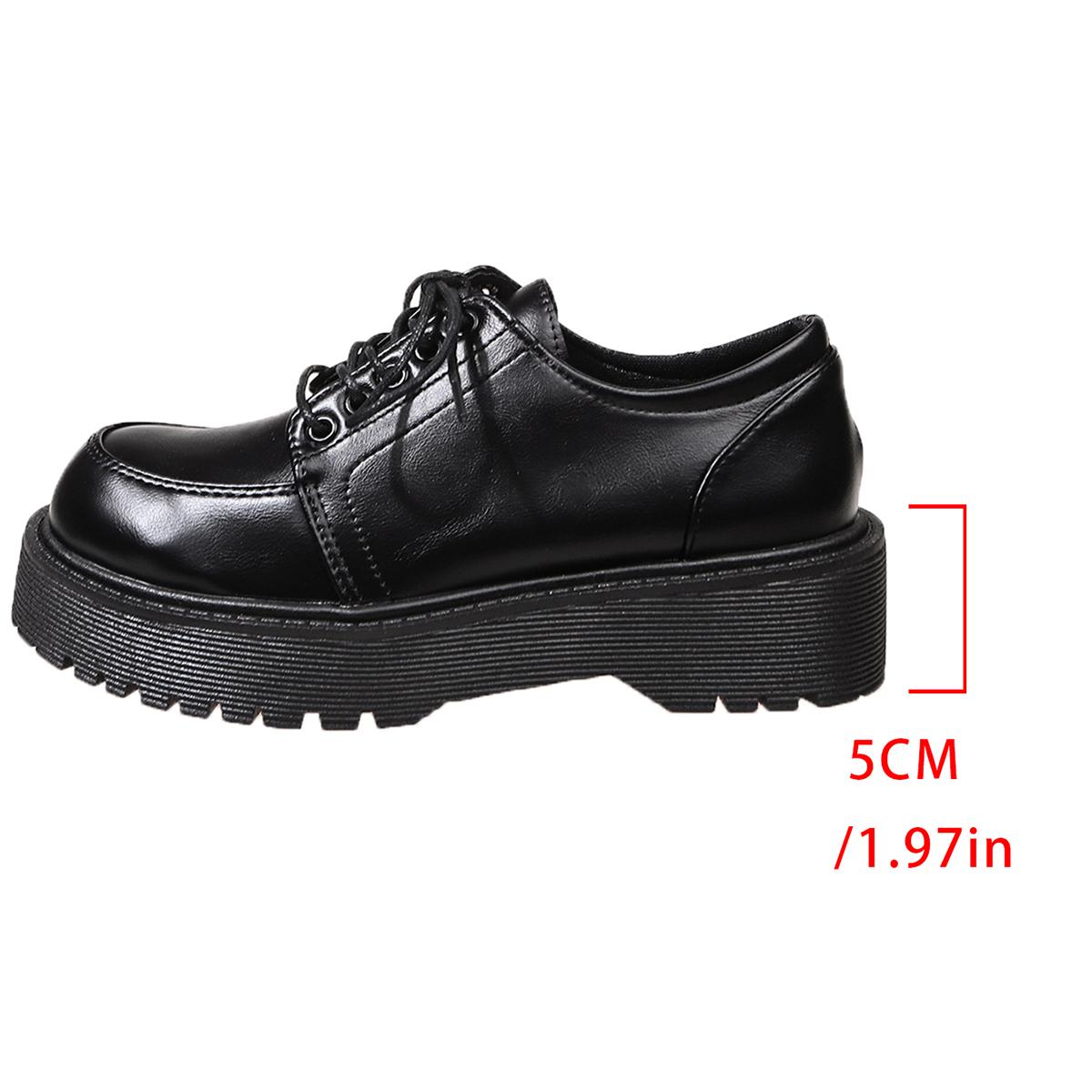 Лоферы Женские Новые Ретро Британский Стиль Круглый Носок На Шнуровке Платформа Универсальные Однотонные Туфли 35 чёрный 2490₽
