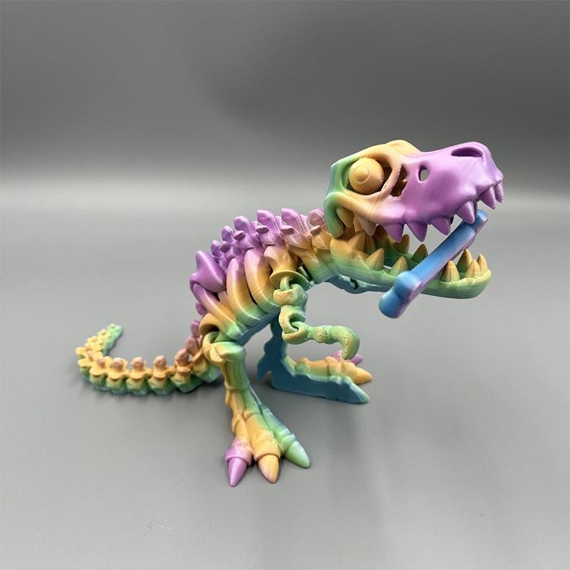 

Creative 3D Printed Movable Tyrannosaurus Rex Desktop Ornament with Realistic Skull Design