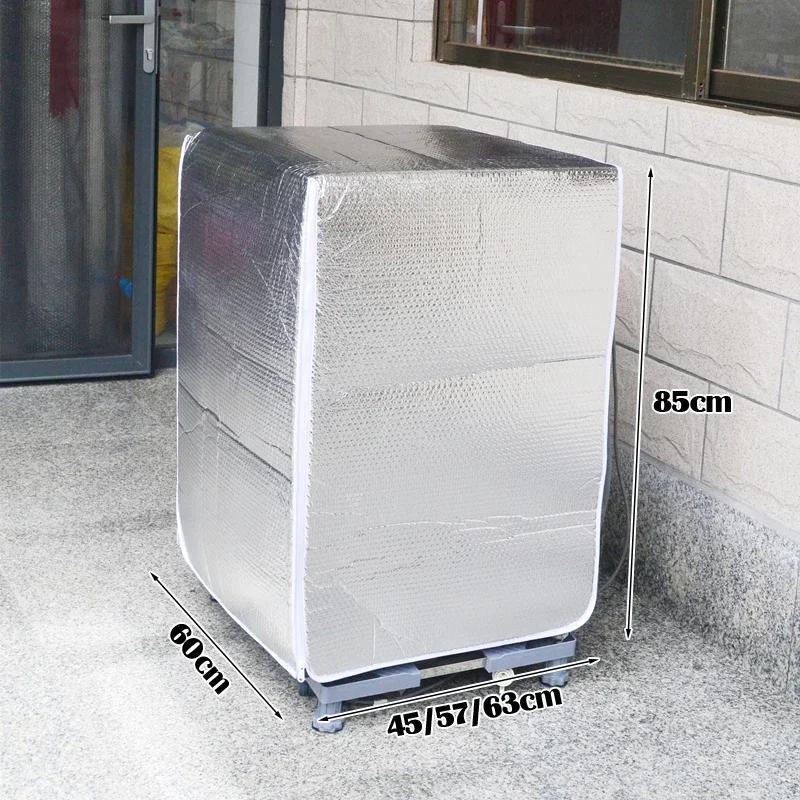 Washing Machine Cover Tin Foil Double-Layer Waterproof Dustproof Sun Protection Dryer Cover Durable Household Protective Cover