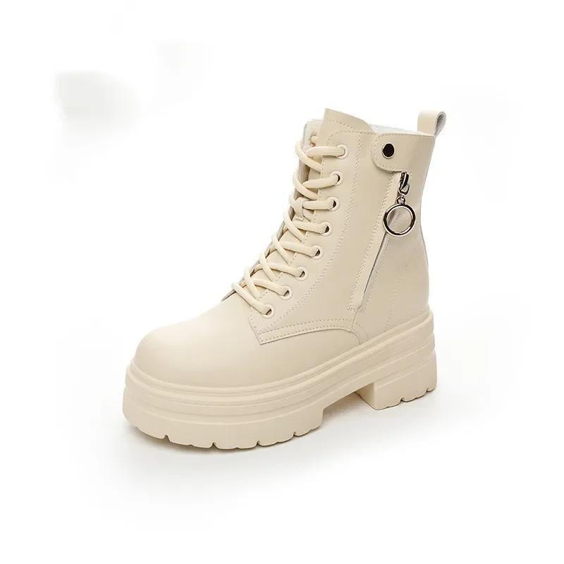 8 см новые ботильоны из натуральной кожи на платформе с клином и скрытым каблуком женские — фото 8