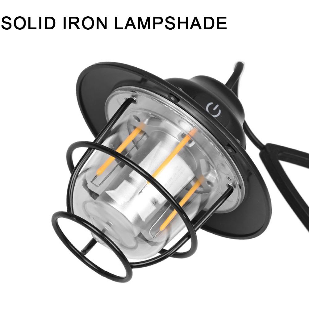 Led Camping Lamp 1Two00Mah Emergency Light Lantern Stepless Dimming Vintage Atmosphere Chandelier Type C Charging For Fishing Hiking