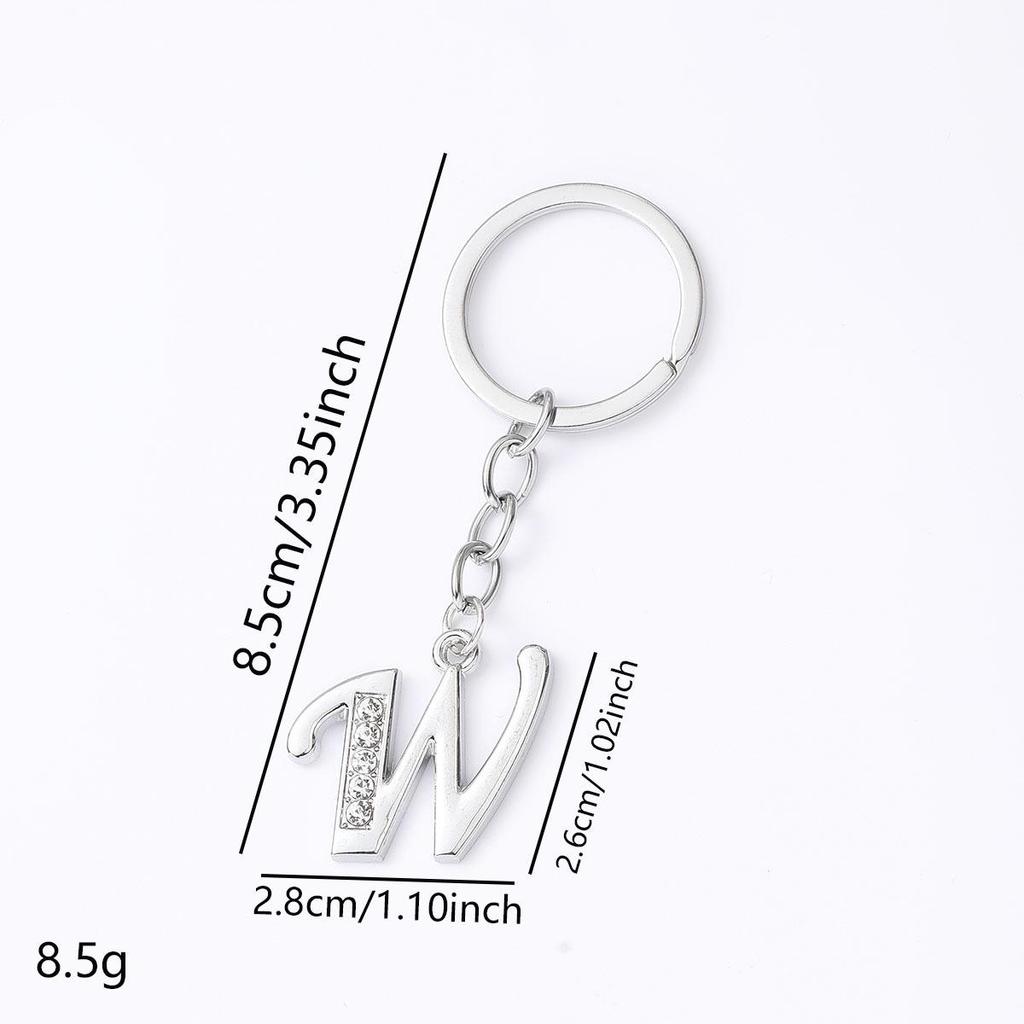 Creative Rhinestone Initials Metal Keychain – Korean Style Car Keyring Party Gift.