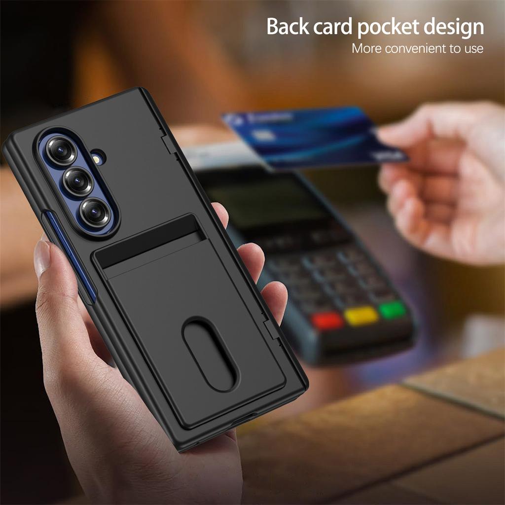 Wallet Slot Card Holder Hinge Protective Phone Case for Samsung Galaxy Z Fold 7 Fold7 5G Protector Shockproof Hard Shell Cover