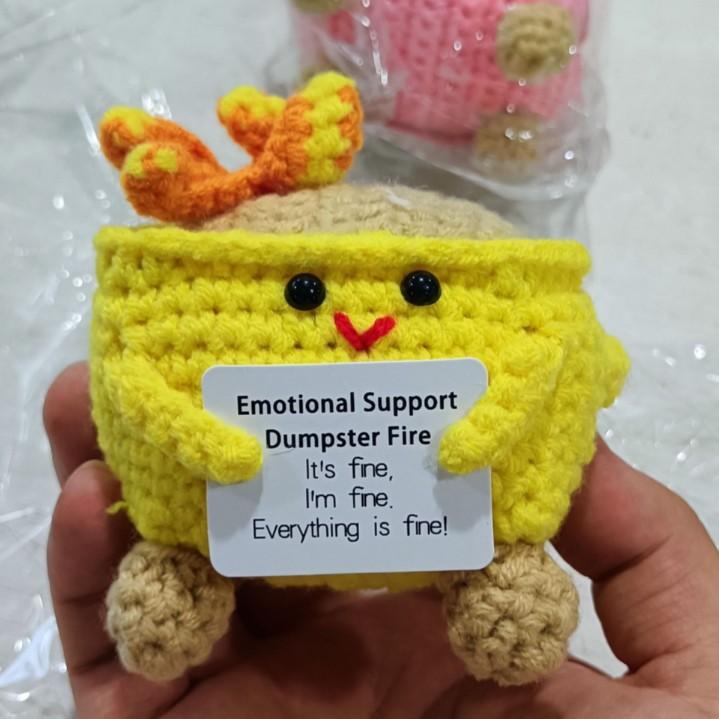 Uroczy Szydełkowy Pożar Śmietnika - Ręcznie robiona Lalka Wspierająca Emocjonalnie, Pozytywny Śmieszny Prezent dla Kochanka Współpracownika Dekoracja Świąteczna